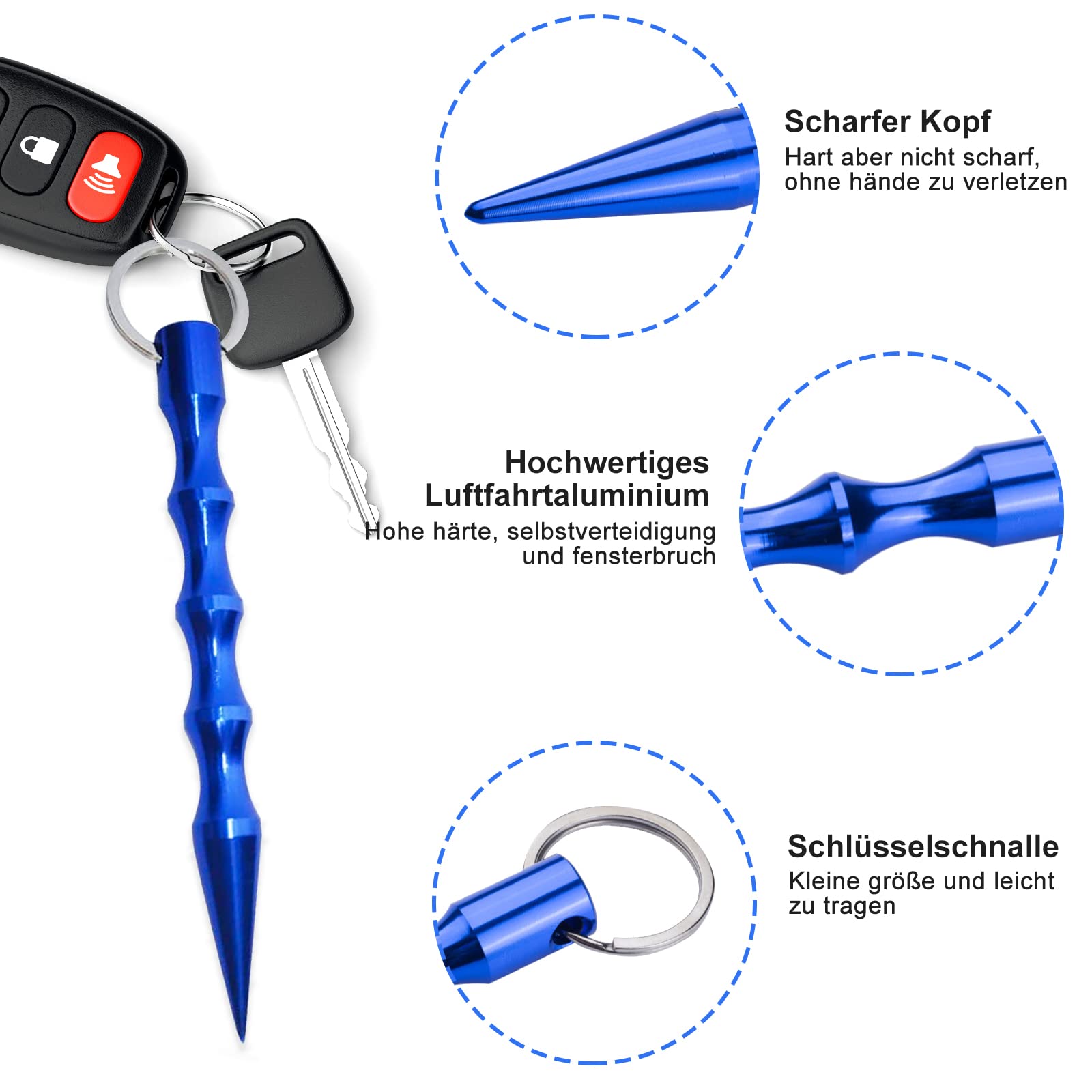 5 Bastoncini Autodifesa Portachiavi - Con Rompivetro E Allarme - Foto 9