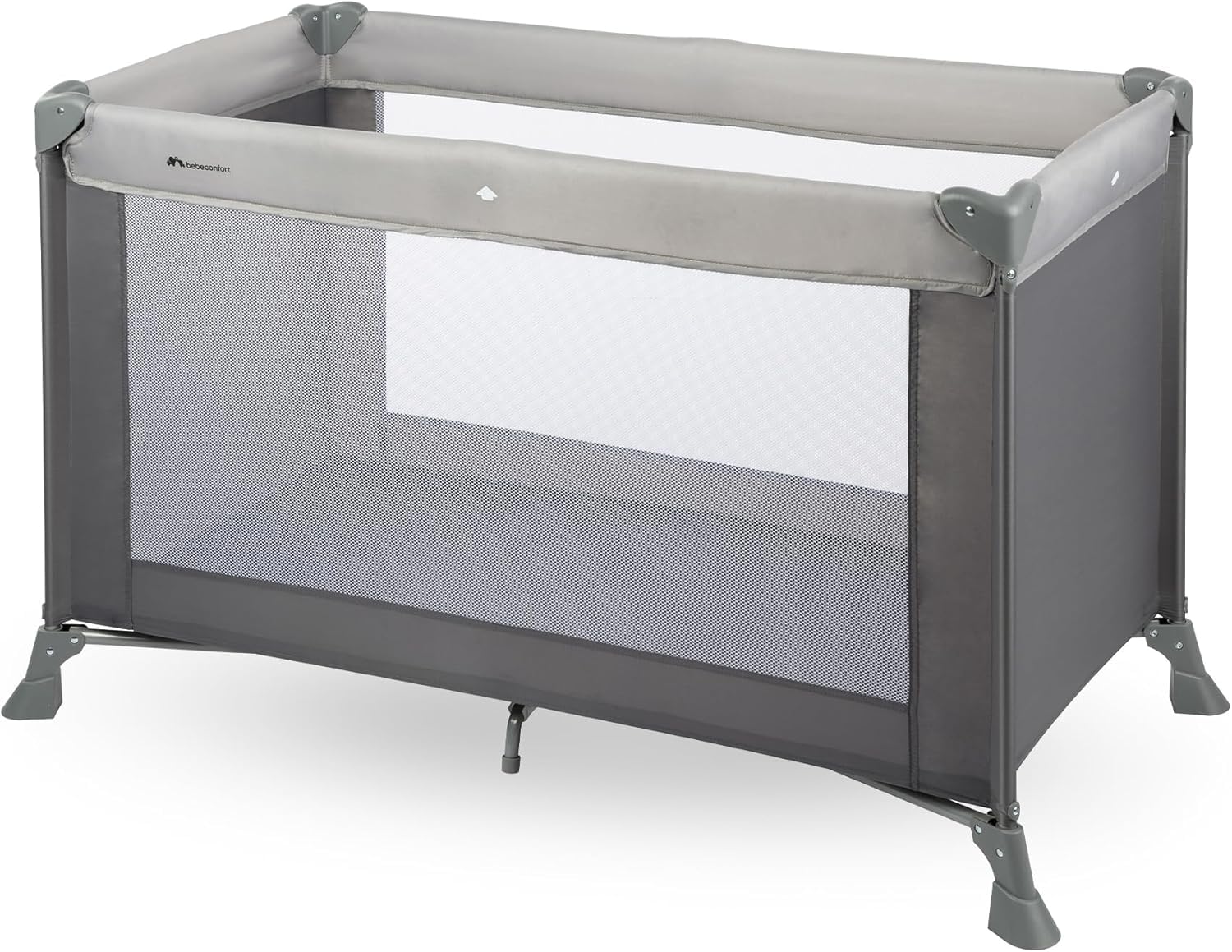 Bebeconfort Soft Dreams, Cuna de Viaje, 0-3 Años (0-15 kg), Cuna de Viaje Ligera, Colchón Espuma y Fibra de Madera (60x120 cm), Bolsa de Transporte, Plegado Compacto Tipo Paraguas, Grey Mist