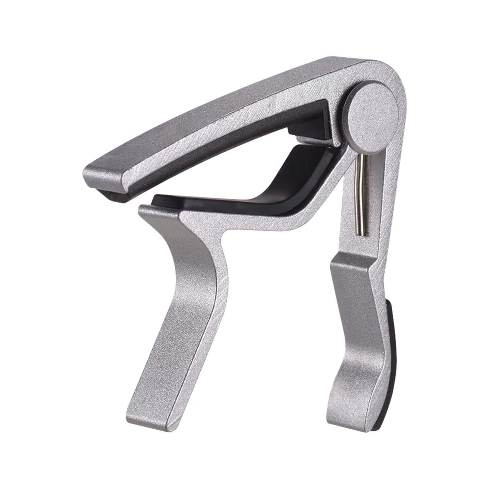 BAtlam Capotasto per Chitarra Acustica Lega di Alluminio a Cambio Rapido Morsetto per Capotasto per Chitarra con Una Mano (Color : Silver, Size : One Size) (Silver One Size)