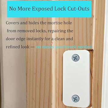 Door Edge Latch Hole Cover Plate for Deadbolt, 1 x 2-1/4 Inch, White,1 Pack | Stainless Steel Plate Covers Unused Latch Holes for a Clean Door Edge Repair