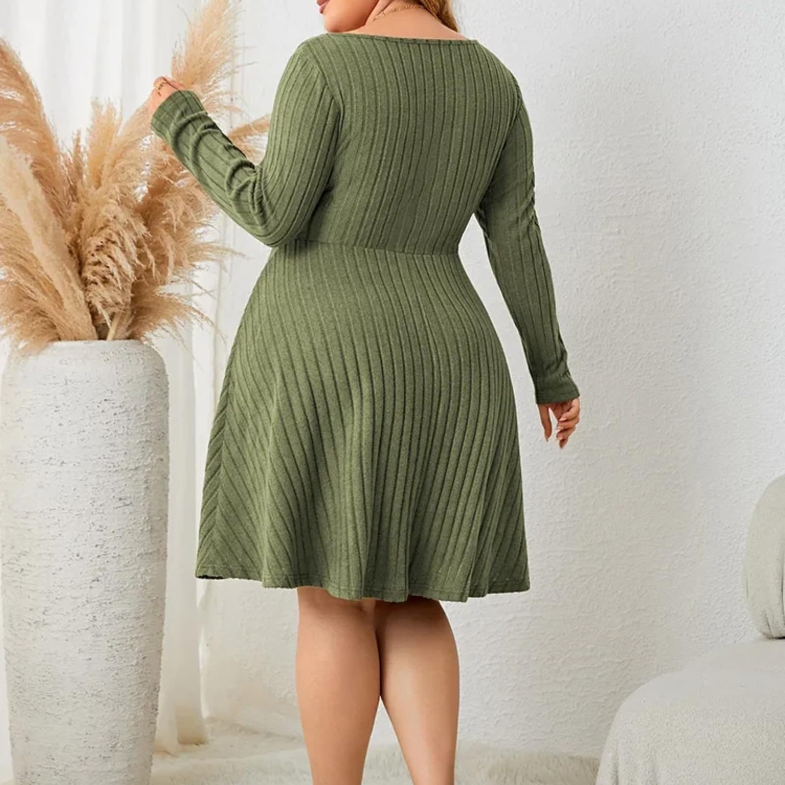 Vestido De OtoñO Nuevo A-Line con Acabado De Mujer Y Vestidos Vintage De Manga Larga Y Vestidos Casuales De Invierno De Punto Lateral