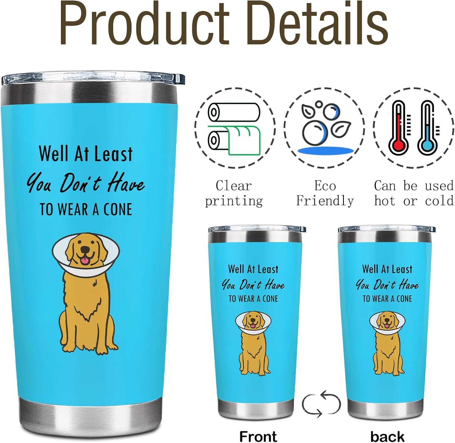 Get Well Gifts for Women Men,Well At Least You Don't Have To Wear A Cone Tumbler 20oz,Stainless Steel Insulated Tumbler,Gifts For Women Post After Surgery Recovery - Image 2