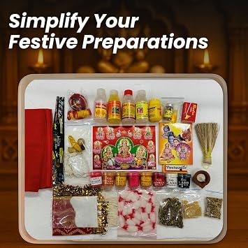 Pound Veg Complete Hindu Pooja Kit, Traditional Worship Set for Ganesh, Diwali, Navratri, Devi Ceremonies