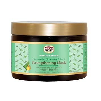 African Pride Feel It Formula Hair Strengthening Mask Treatment with Peppermint, Rosemary & Sage, For All Hair Types - Aids Hair Growth, Nourishes Split Ends & Dry Scalp, 12oz Pack of 1