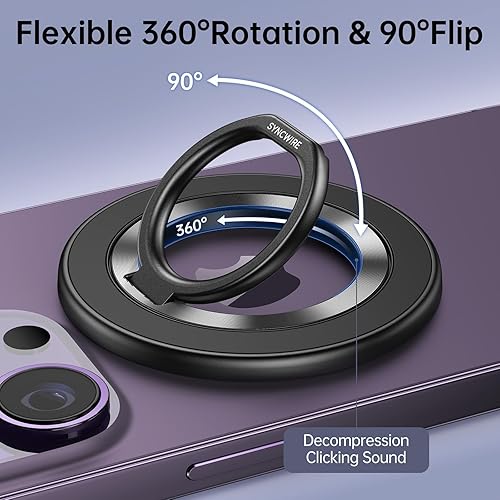 Miniatura 4 de Syncwire Soporte magnético de anillo de teléfono para MagSafe, soporte de agarre de dedo con imán de dos caras MagSafe Soporte de coche compatible