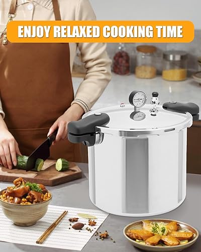 Miniatura 2 de Olla a presión de 23 cuartos de galón  Enlatadora a presión comercial de aleación de aluminio gruesa con manómetro  Utensilios de cocina a presión a