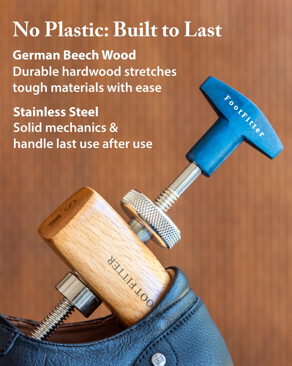 FootFitter Professioneller 2-Wege-Schuhspanner für Damen und Herren, erweitert Länge und Breite, robustes Holz- und Stahl-Design, buchenholz, 37/40 EU