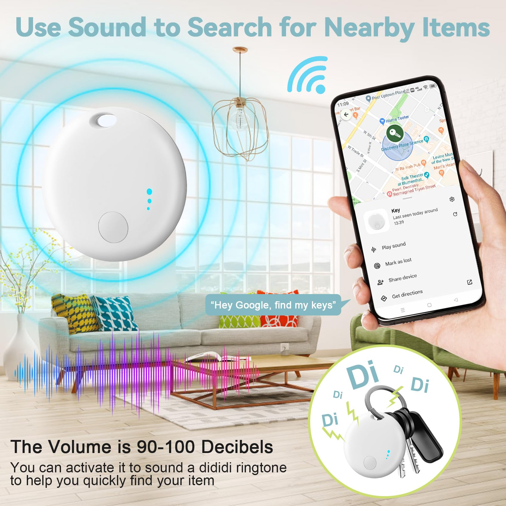 Air Tracker Android, 4 PCS Smart Tracker Tag GPS Localizzatore Chiavi Compatibile con Trova Dispositivo(Solo Android), Bluetooth Tracker Tag Compatibile per Portafogli,Chiavi,Zaini (bianco)