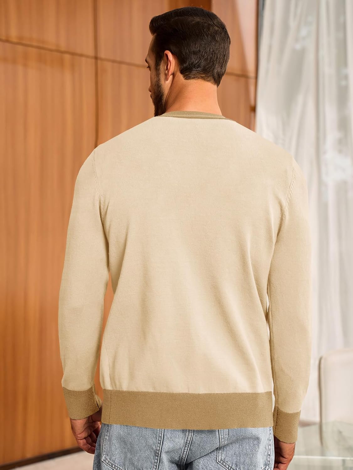 Runcati Men's Cardigan Sweater Long Sleeve V Neck Cardigan Casul Button Down Knitted Sweaters with Pockets - Image 3