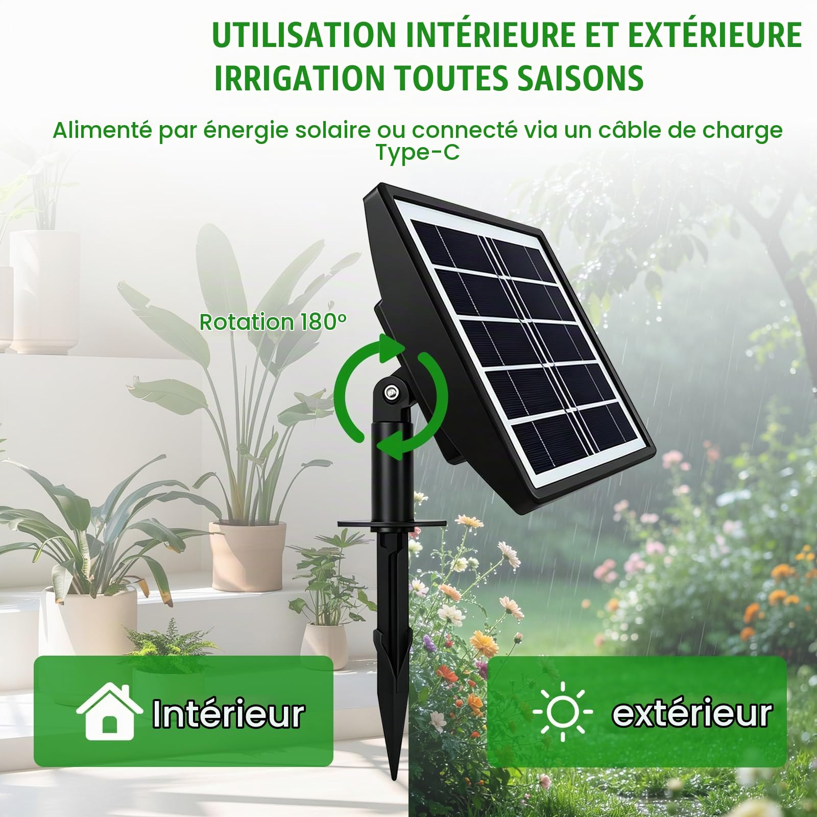 Système D'arrosage Solaire, Arrosage Goutte a Goutte Automatique Pour Jardin Avec Tuyau De 15 M, Pour 15 Pots, Alarme Automatique, Arroser Les Plantes, Pour Le Jardin, Le Balcon