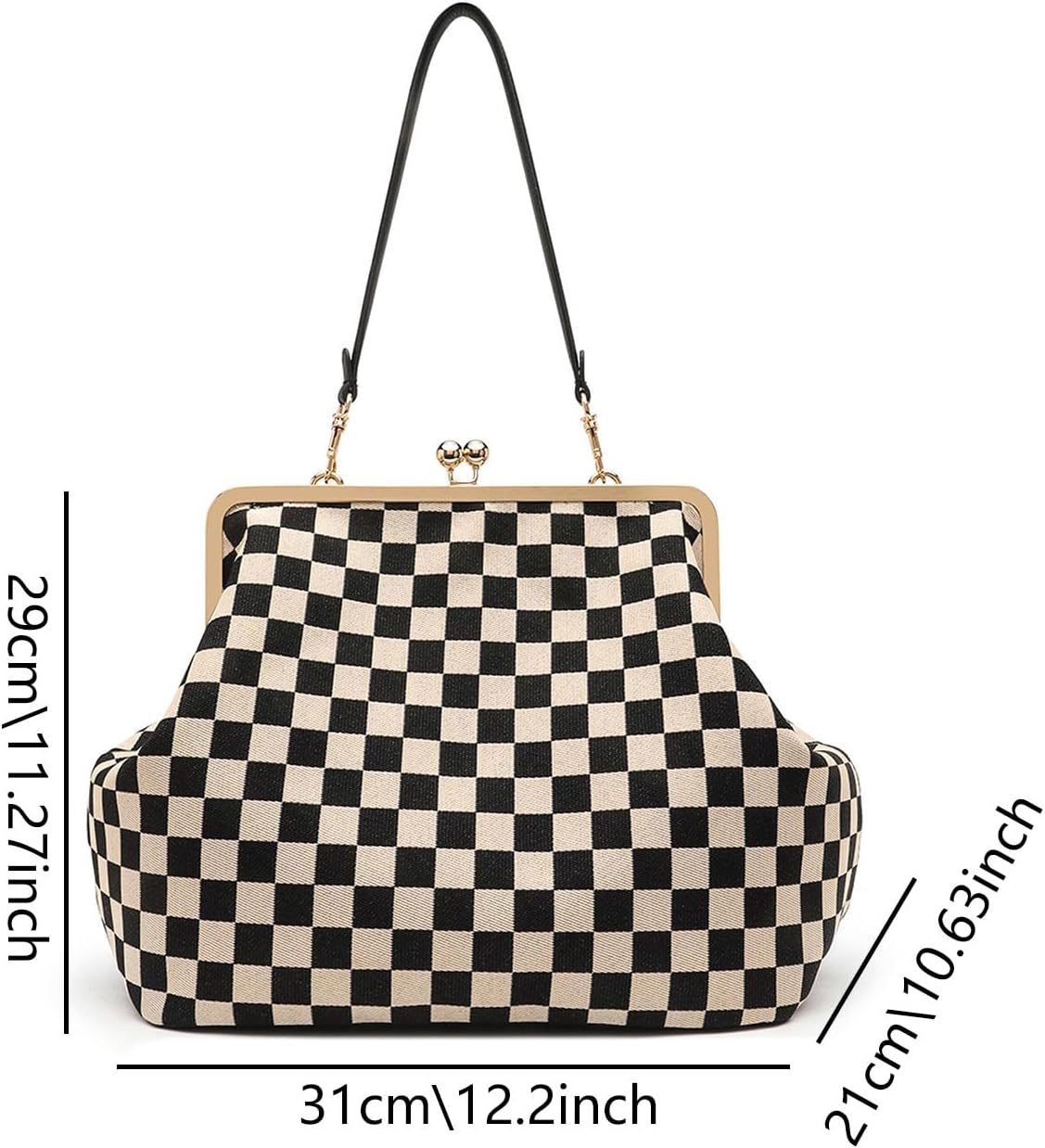 Kisslock Bag for Women Kiss Lock Purses and Handbags Leather Kisslock Shoulder Purse Trendy Tote Bag
