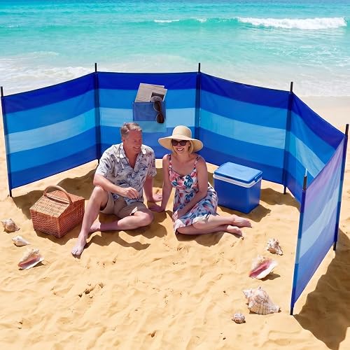 Remagr 20ft Beach Wind Screen Set Wind Blocker Beach Barrier