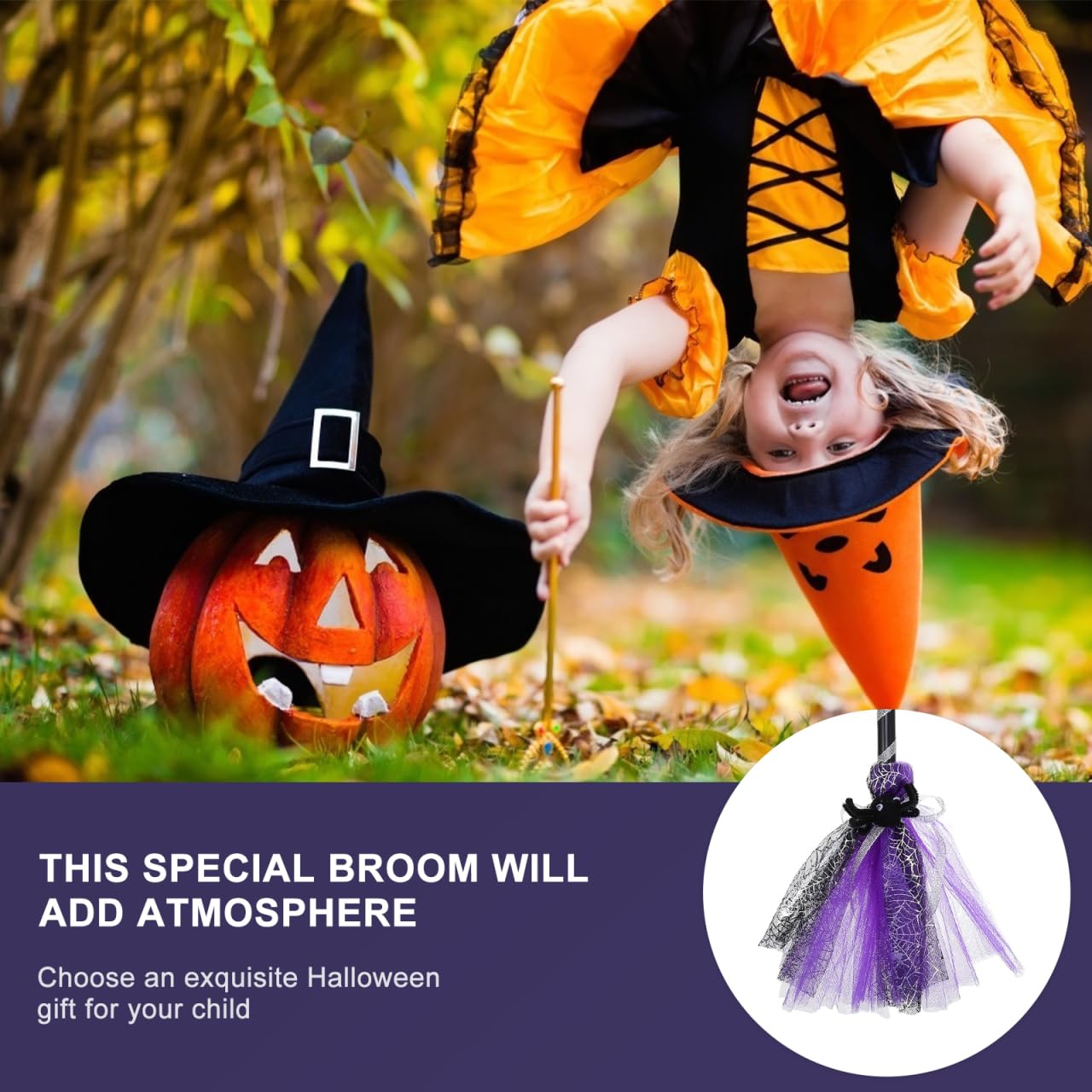 Halloween czarodziejska różdżka, kostium miotły dla dziewczynek i dzieci, Halloween, dekoracja stołu, kostium czarodziejki, cosplay, nawiedzony dom, horror, impreza, dekoracja, rekwizyt, miotła