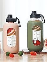 Vista 5 de Botellas de agua de vidrio de 40 onzas con funda de silicona, botellas de hidratación para beber, reutilizables, sin BPA, borosilicato, boca ancha