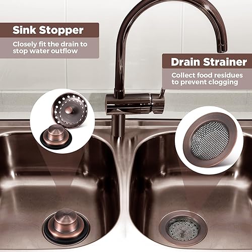 Vista 59 de Mudder 3 piezas de colador y tapón de drenaje para fregadero de cocina, tapón de eliminación de basura de acero inoxidable con asa, filtro universal