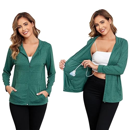 Mastectomy Recovery Hoodie with Drain Pockets Post Surgery Sweatshirt Breast