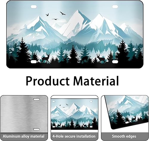 Miniatura 3 de Cubierta de placa de matrícula de selva, accesorio de decoración de automóvil de metal de 6 x 12 pulgadas, cubierta de placa delanteratrasera con 4