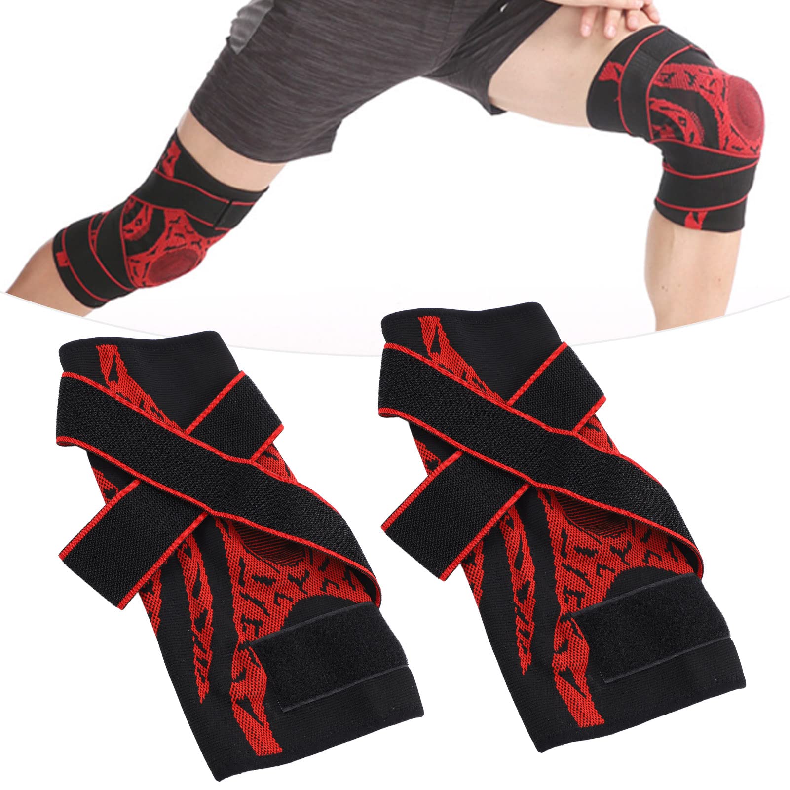 Leapiture 2Pcs Knee Brace Warm Knee Compression Sleeve Knee Stabilizer Brace Breathable Knee Sleeve for Garden Park Exercise Fitness (M)