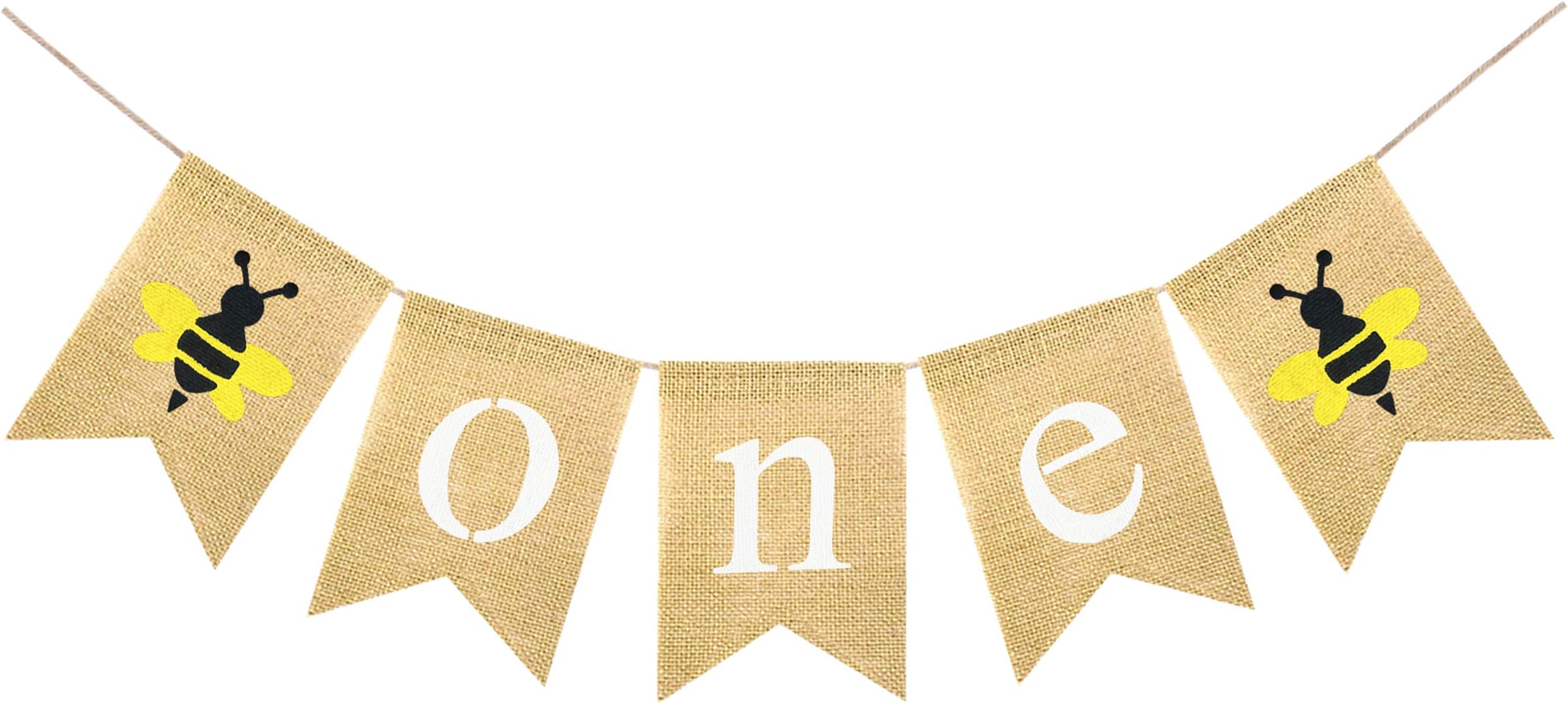 Jute Burlap High Chair Banner With Bunny - Spring 1st Birthday Party Decoration, Pre-Strung Rustic Banner - View #3