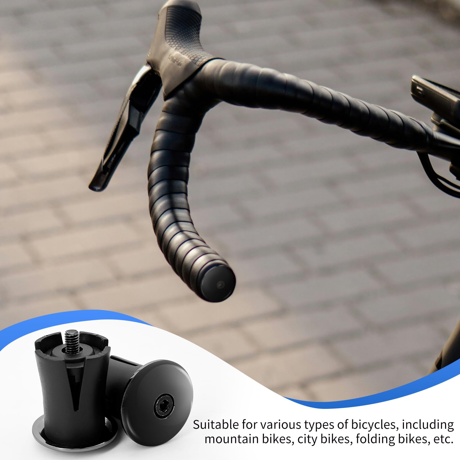 Tapones de manillar para manillar de bicicleta de carreras, tapones de extremo de manillar, de aleación de aluminio, apto para manillar de bicicleta de carretera, accesorio de manillar de bicicleta de