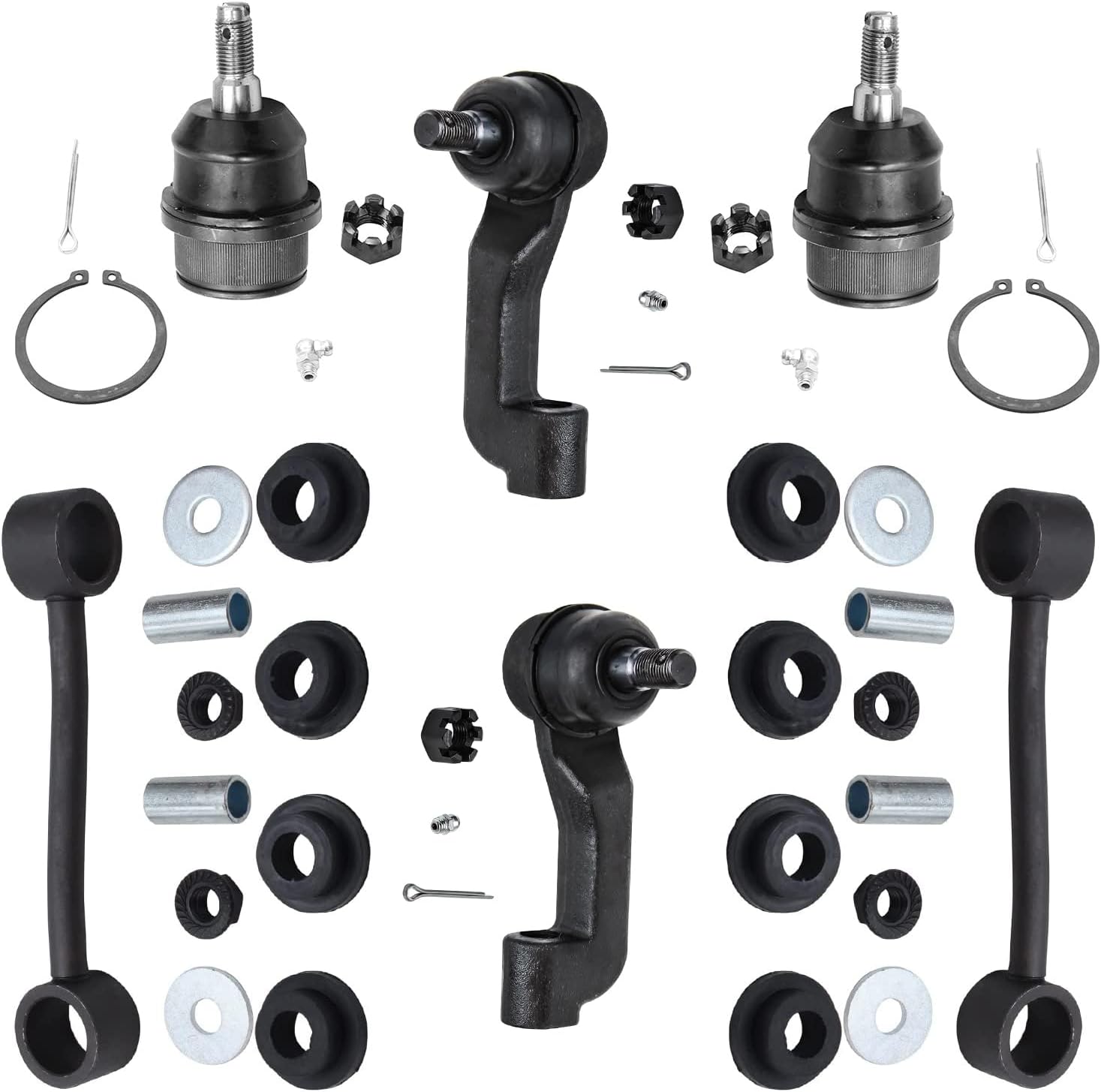 Detroit Axle - 6pc Front Suspension Kit for Jeep 2008-2012 Liberty, 2007-2011 Dodge Nitro, 2 Lower Ball Joints 2 Sway Bar Links 2 Outer Tie Rod End Links 2009 2010 Replacement