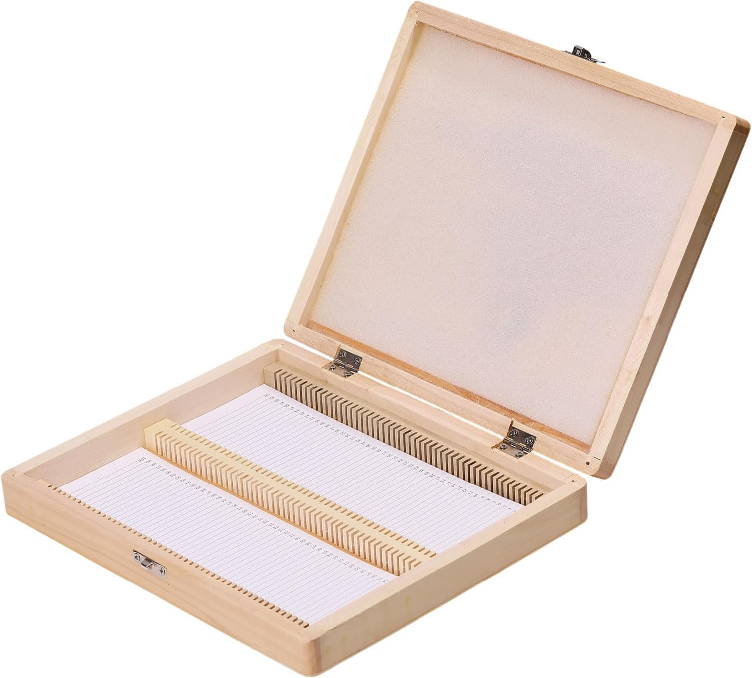 100 Place Microscope Slide Wooden Box Microscope Slide Storage Box with Iron Lock for Experiments Analyses Science, 8.97×7.44×1.32 inch