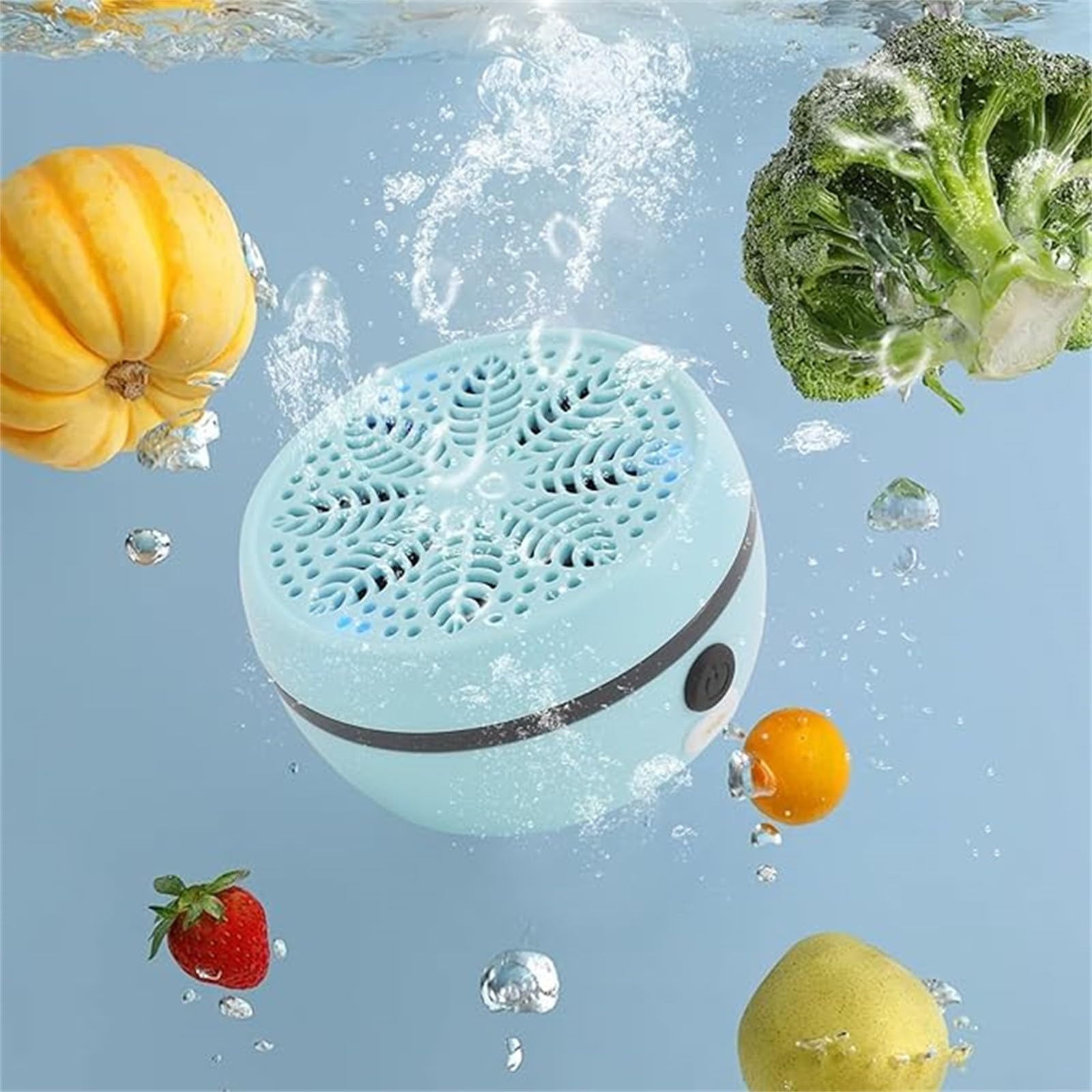 Automatic Fruit Cleaner, Fruit & Vegetable Washers, Rechargeable Fruit Washing Machine, Waterproof Fruit and Veg Cleaner, Food Purifier Durable | Kitchen Tool, for Grains Meat Seafood (Sky Blue) - 4
