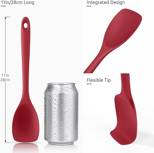 Miniatura 6 de Cucharas de silicona resistentes al calor de 600ºF: espátula flexible para hornear y cuchara de cocina, utensilios de cocina suaves sin costuras