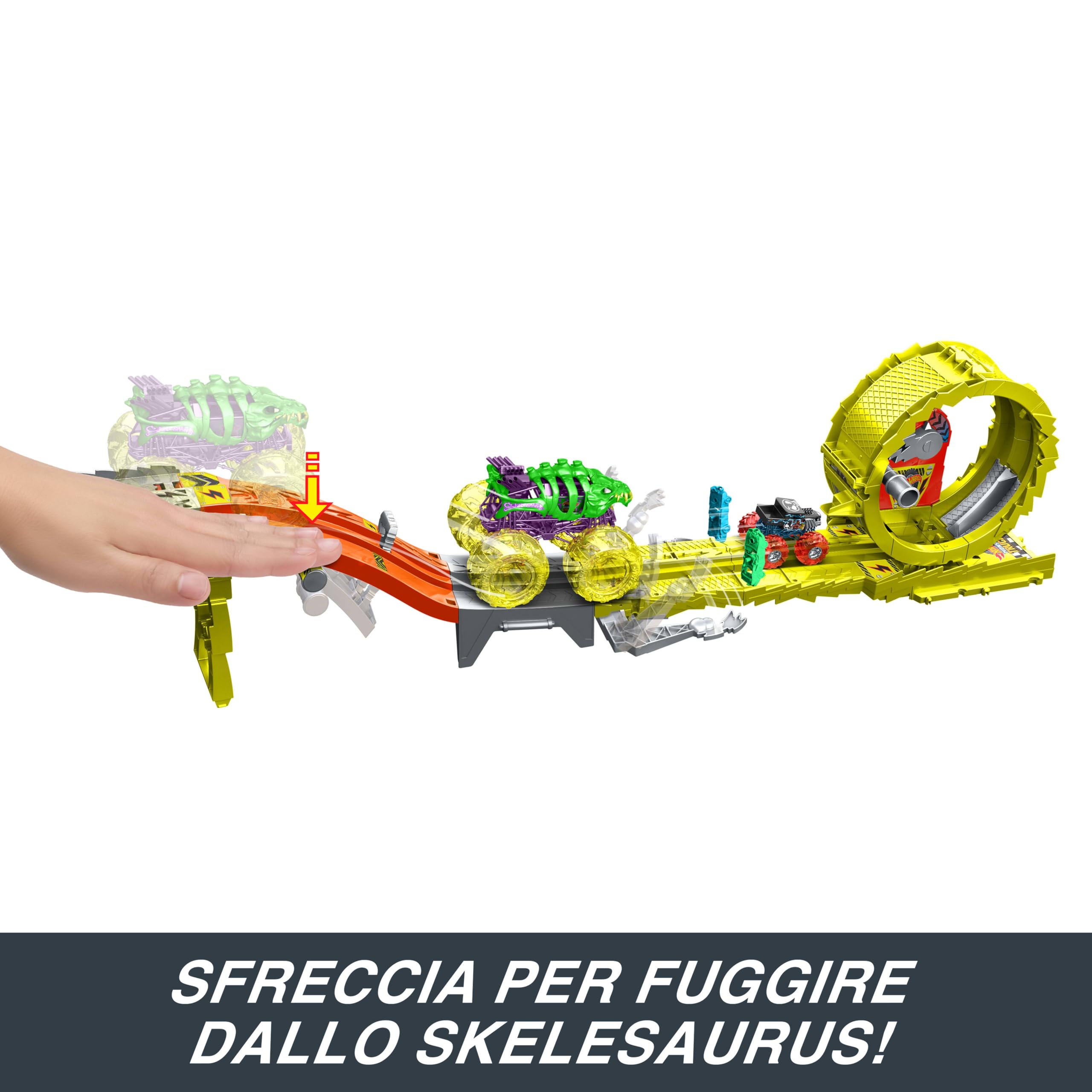 Hot Wheels Monster Trucks Charge & Chase Challenge e 2 Veicoli