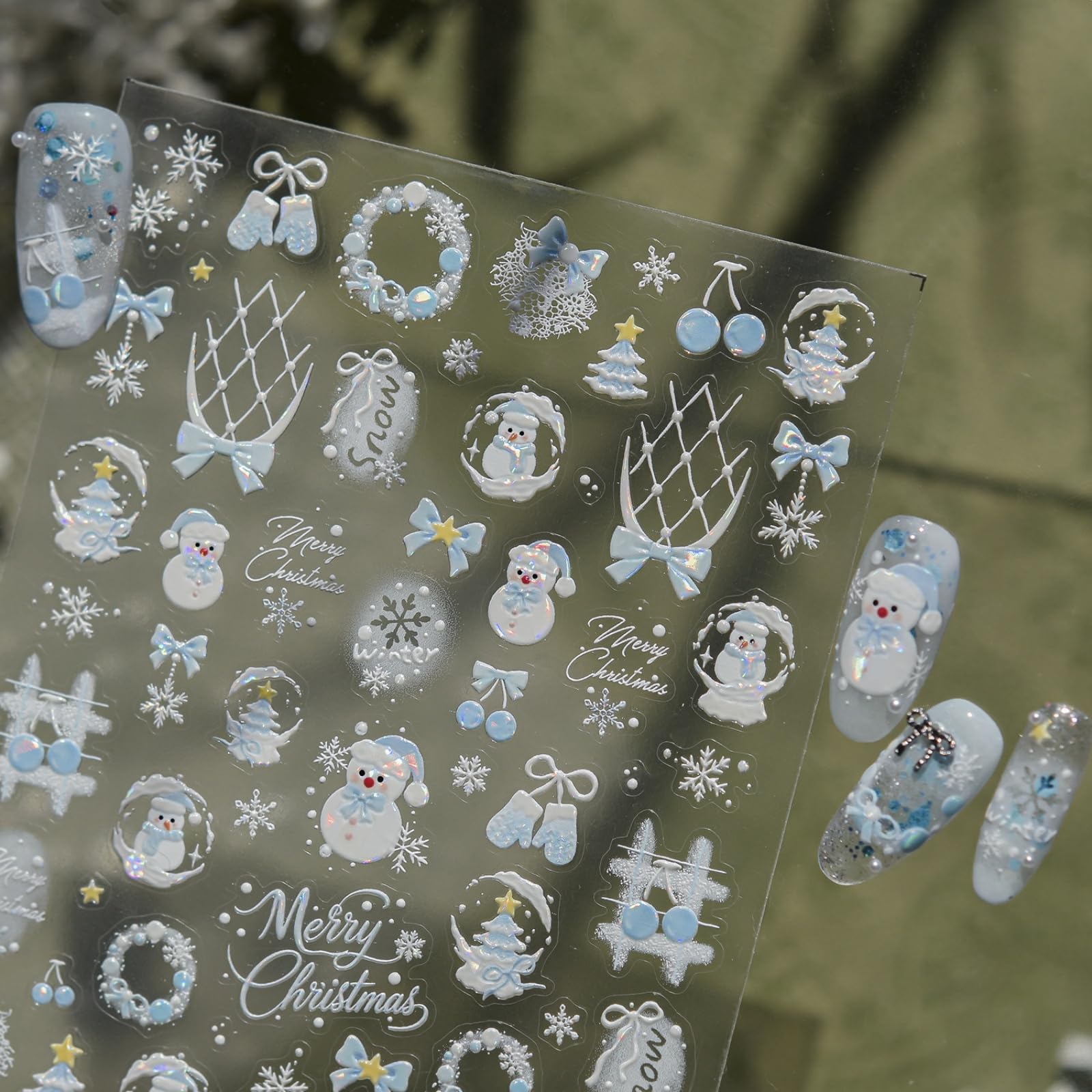 Snowman Nail Stickers Decals Christmas Nail Art Stickers Winter Nail Decals