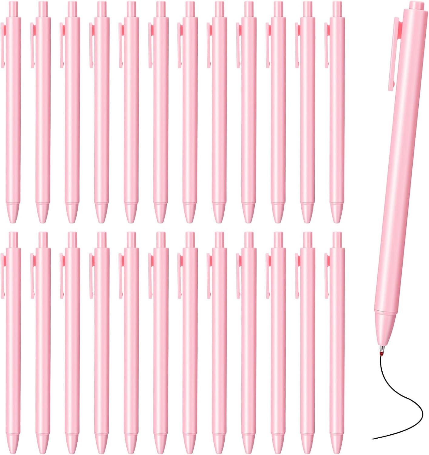 25 Pcs Aesthetic Ballpoint Pens Bulk Cute Ball Point Pink Pen Black Ink 0.5mm Retractable Fine Point Writing Server Pens for Server Christmas Baby Shower Back To School Party Favor Gifts Girls Women