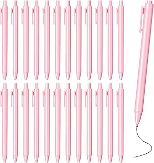 25 Pcs Aesthetic Ballpoint Pens Bulk Cute Ball Point Pink Pen Black Ink 0.5mm Retractable Fine Point Writing Server Pens for Server Christmas Baby Shower Back To School Party Favor Gifts Girls Women