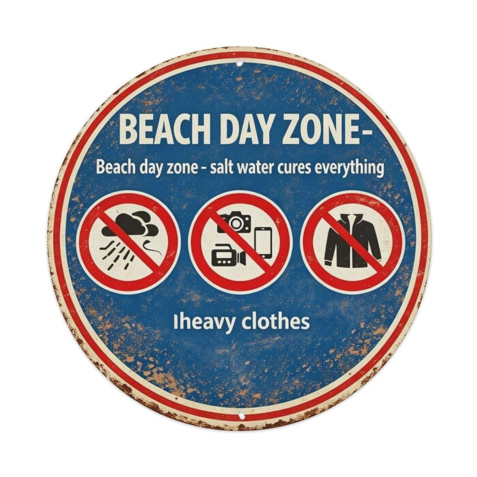 Beach Day Zone Metal Tin Sign Plaque