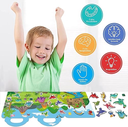 Miniatura 21 de Libro de calcomanías reutilizables, calcomanías de animales, duraderas y no adhesivas, adhesivos para ventanas para niños, calcomanías educativas