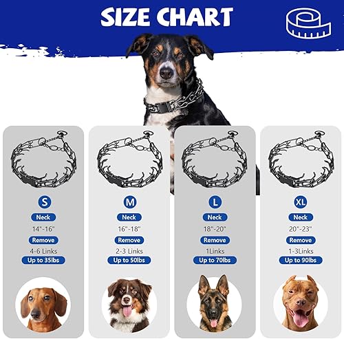 Miniatura 5 de Collar de perro sin tirones, collar de metal para perro con clip de seguridad (negro, S (cuello 14 a 16 pulgadas, peso alrededor de 35 libras)