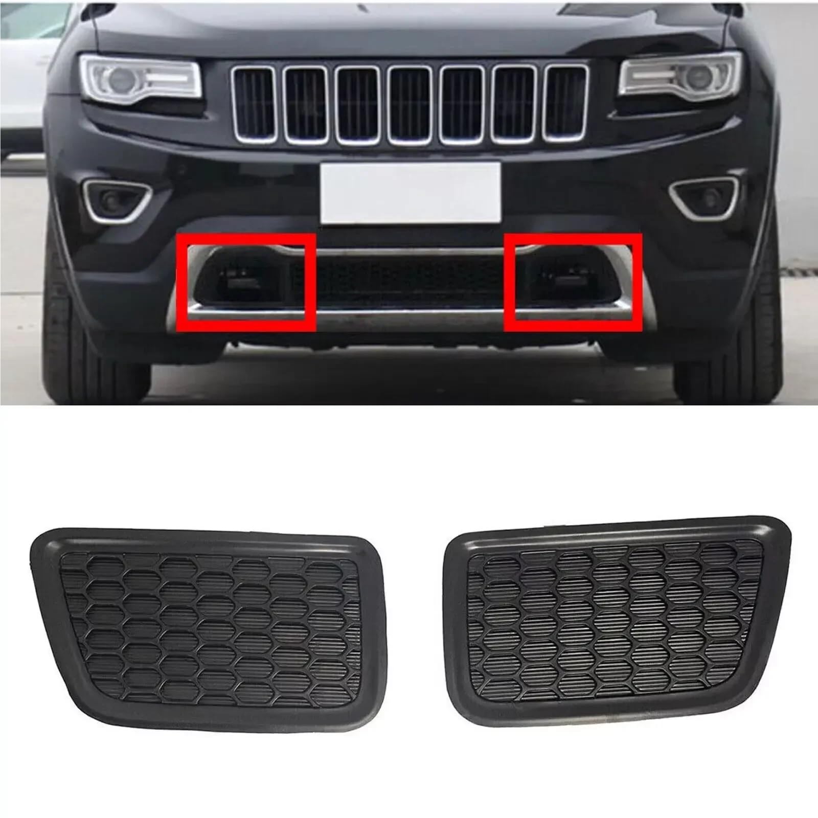 Pasuje do Jeep Grand Cherokee 2014-2016 przedni zderzak dolna kratka osłona haka holowniczego wkładka ramka 68143098AC,68143099AC osłona chłodnicy