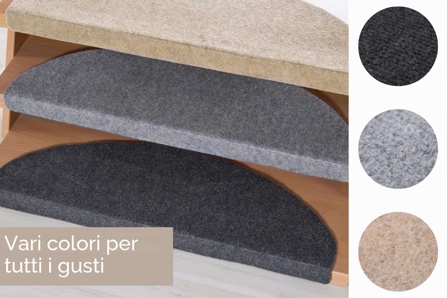 Andiamo Set di 15 coprigradini autoadesivi, facili da pulire, disponibili in vari colori