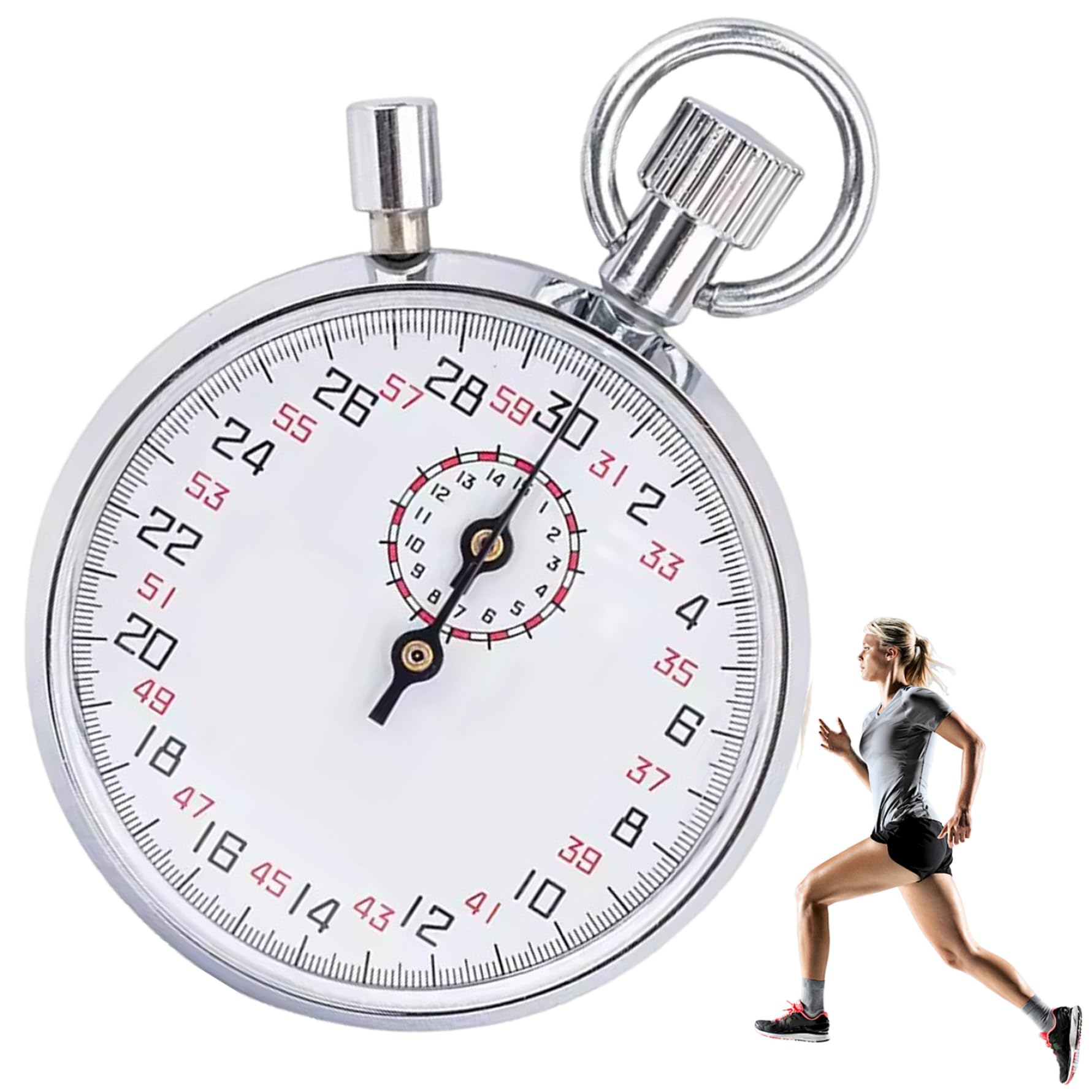 Chronomètre mécanique Chronomètre analogique en Acier Inoxydable des années 30 avec minuterie portative de Pause pour Les expériences d'entraînement en Cours d'exécution - Montre 'Arbitre