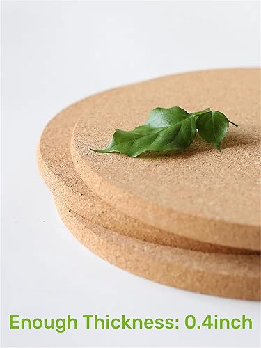 Miniatura 2 de Posavasos de corcho para bebidas, paquete de 6 salvamanteles de corcho grueso para ollas y sartenes calientes, tablero de corcho de cocina para