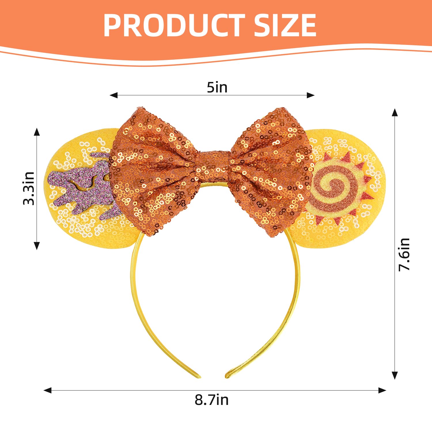 Disney Parks Sorcerer Moon & Stars Minnie Mouse Ears Headband Jewel Gold Bow Yellow Sequins Minnie Mouse Ears Headband with Bow – My  main image 3