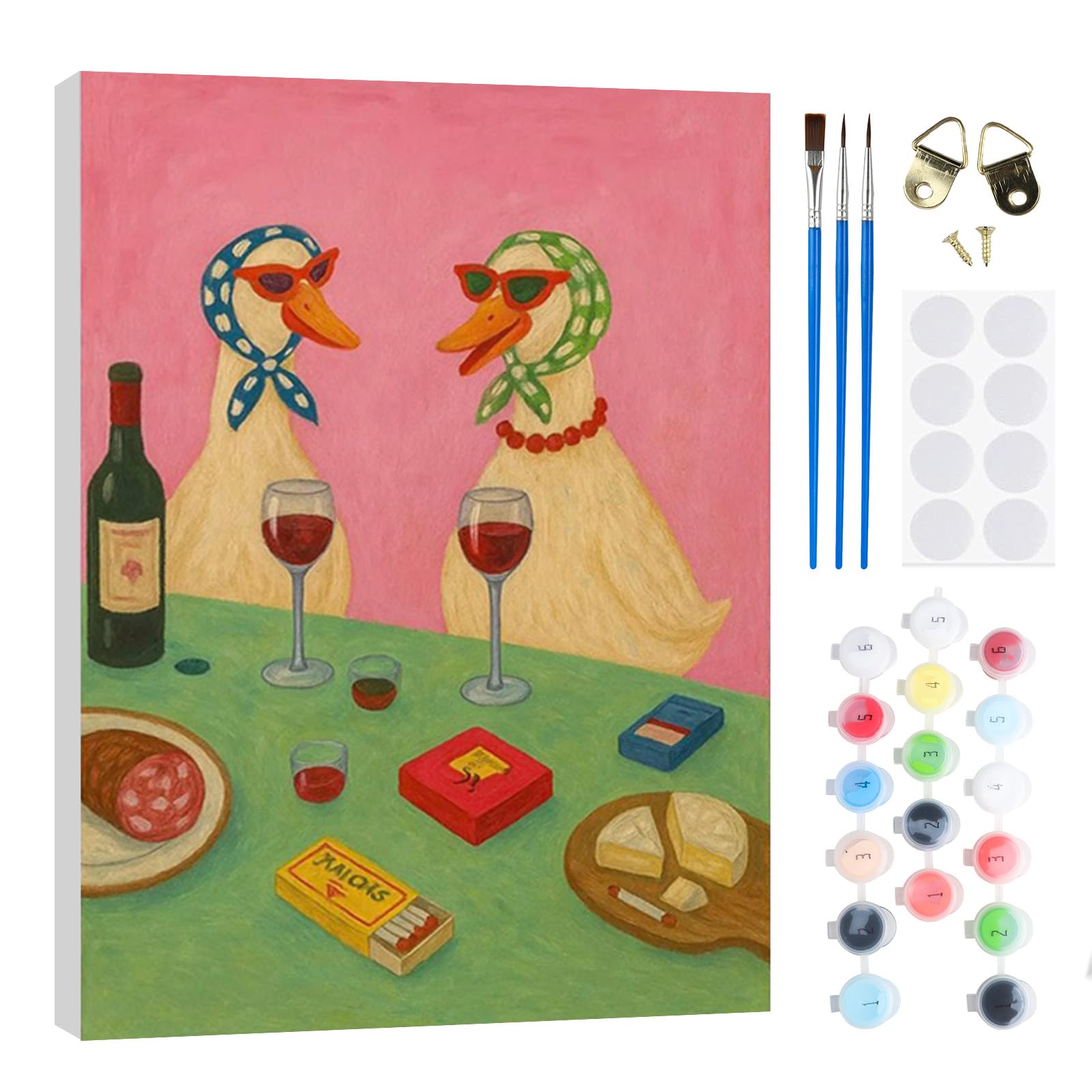 RICUVED Paint by Numbers Kits Duck for Adults Kids,Duck Painting Kits for Beginners On Clear Symbols Canvas with Wooden Framed, Easy DIY Acrylic Pigment Drawing Paintwork 20x30cm