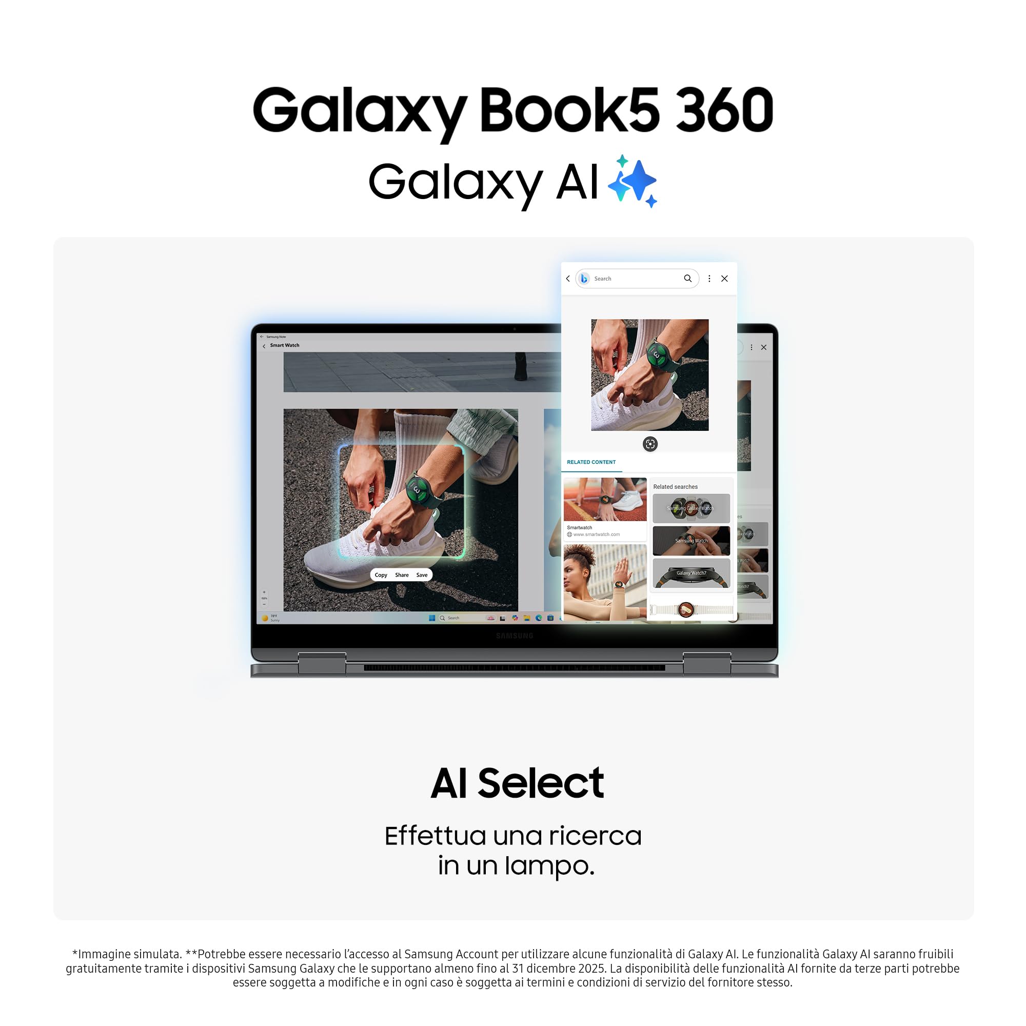 Samsung Galaxy Book5 360 15.6" AI PC Intel Core Ultra 5 Serie 2 16GB RAM 512GB SSD AMOLED TouchScreen S Pen Windows 11 Home Copilot+ PC Gray