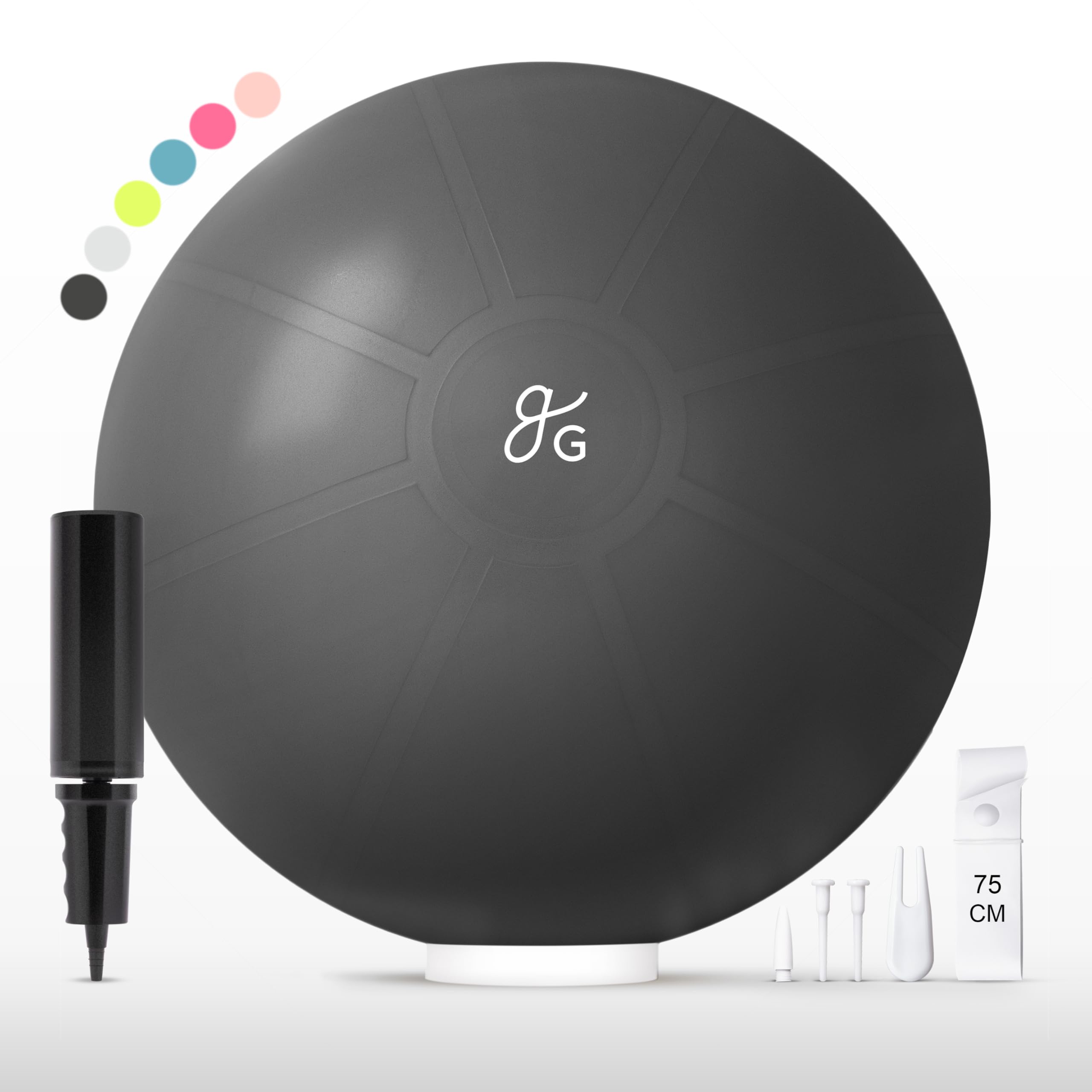 Greater Goods Professional Exercise Ball - Yoga Ball for Working Out, Balance, Stability, and Pregnancy | in Multiple Sizes (Small, Medium, Large) and Colors | Designed in St. Louis