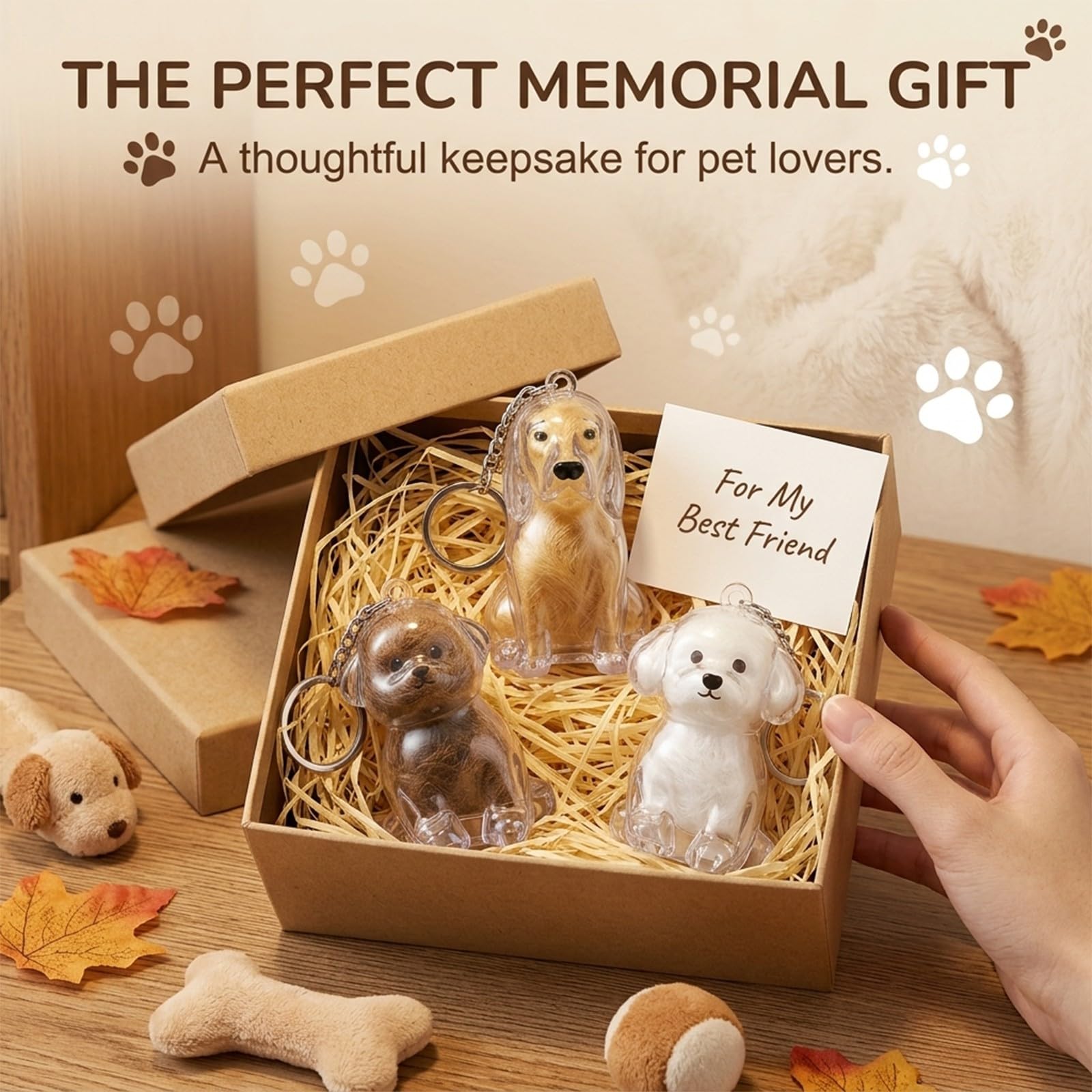 Set di 3 Ciondoli Porta Pelo Cane Ricordo, Mini Contenitore Commemorativo per Peli Animali (Teddy, Bichon e Golden Retriever), Souvenir Portatile in Plastica per Amanti dei Cani