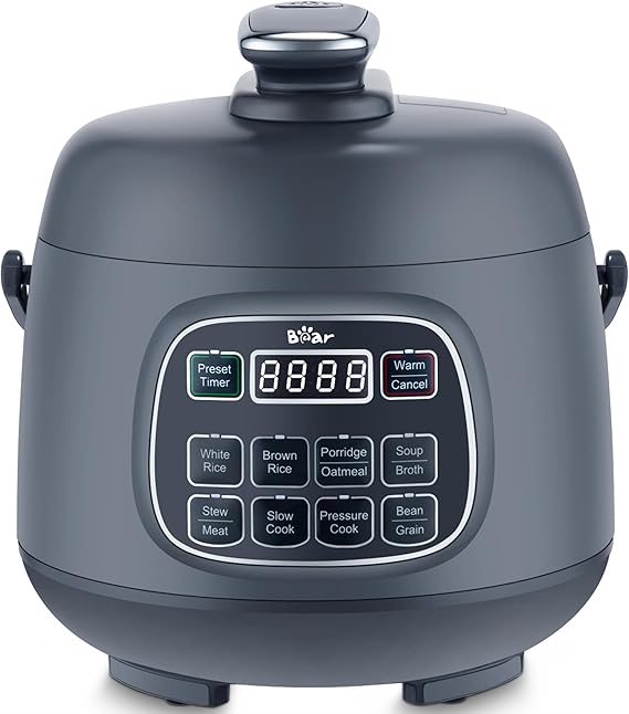 Bear Rice Cooker 3 Cups (Uncooked), Fast Electric Pressure Cooker, Portable Multi Cooker with 10