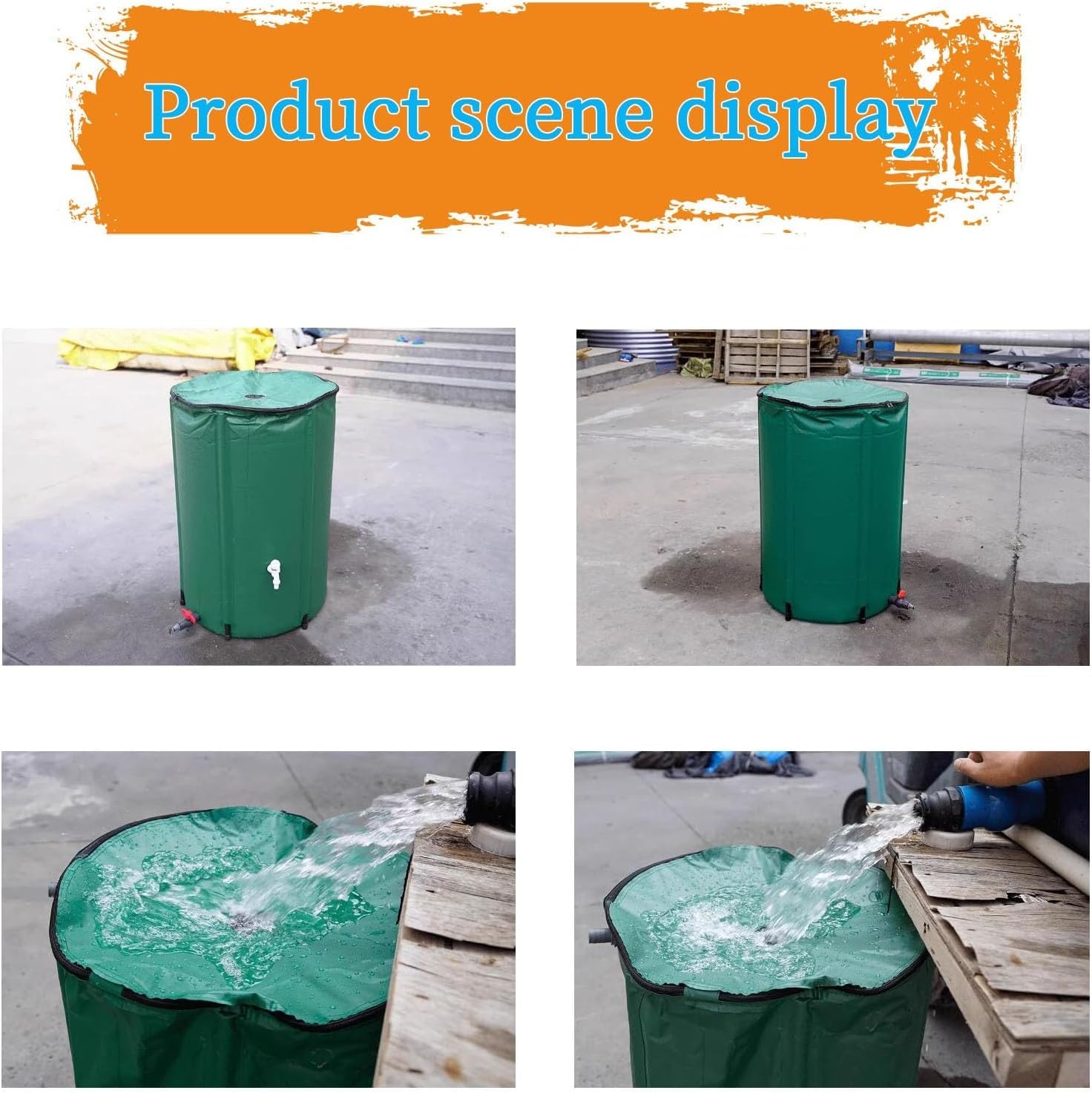 Colector de agua de lluvia portátil con grifo, plegable para exteriores, sistema eficiente de recolección de agua de lluvia para jardín y uso doméstico