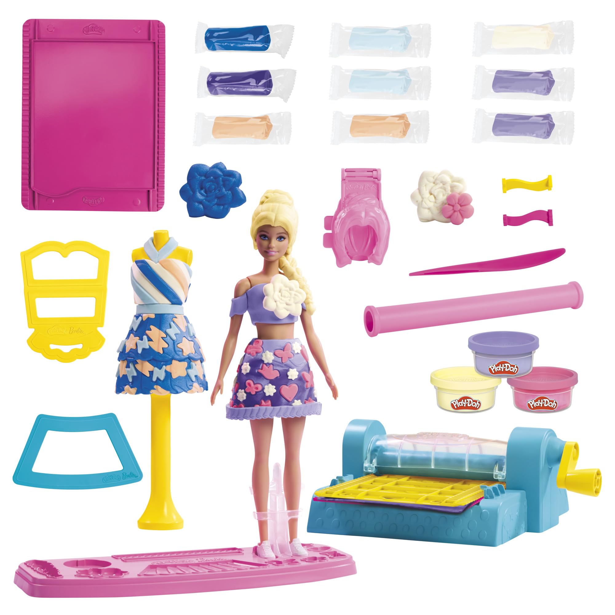 Play-Doh Barbie, Set de Juego Taller de Diseño, Creador de Ropa Personalizada para muñecas, Manualidades Infantiles, A Partir de 5 años