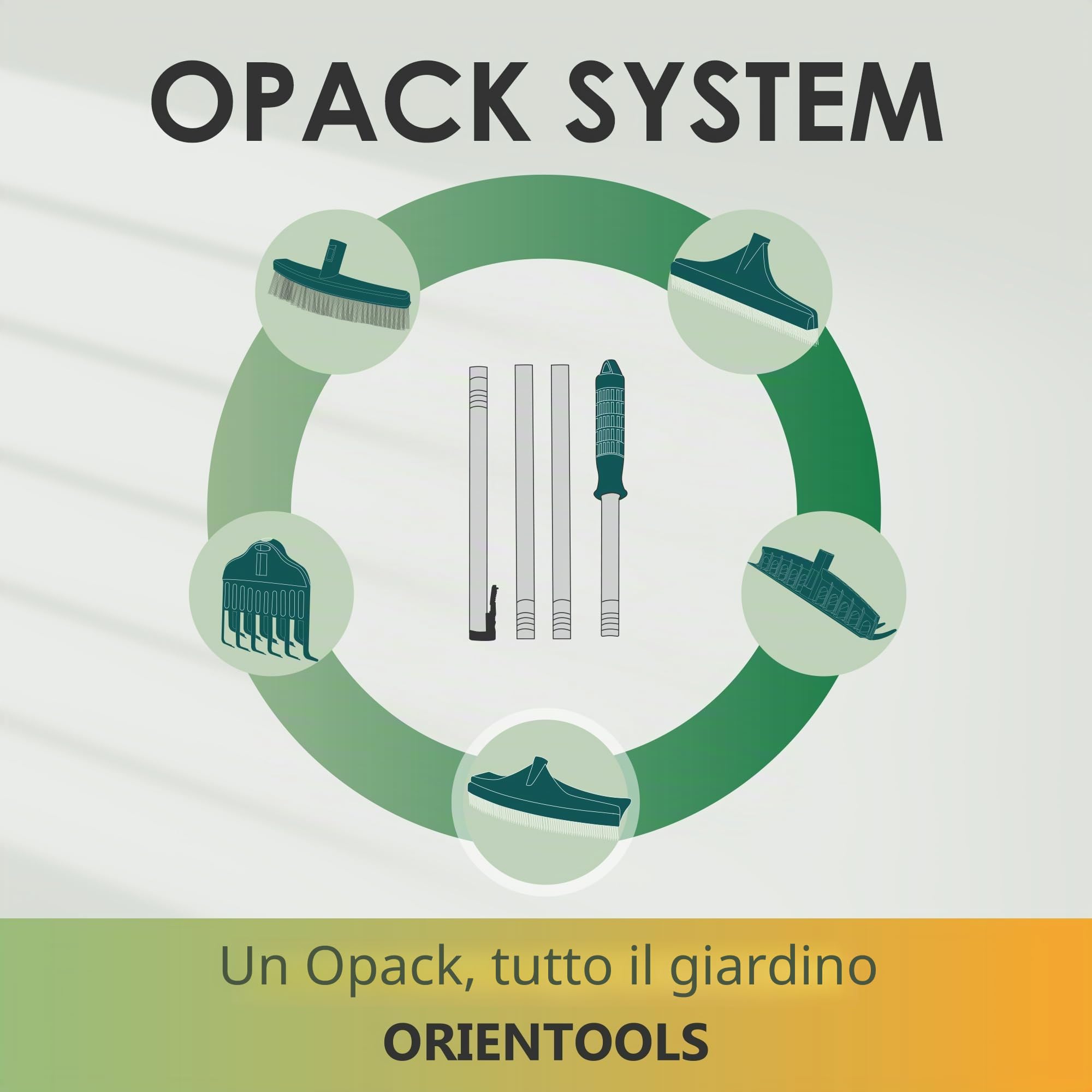 ORIENTOOLS Spazzola per erbacce artificiale, rastrello curvo regolabile da 80 a 134 cm, manico in acciaio, rastrello finto PA per prati e foglie