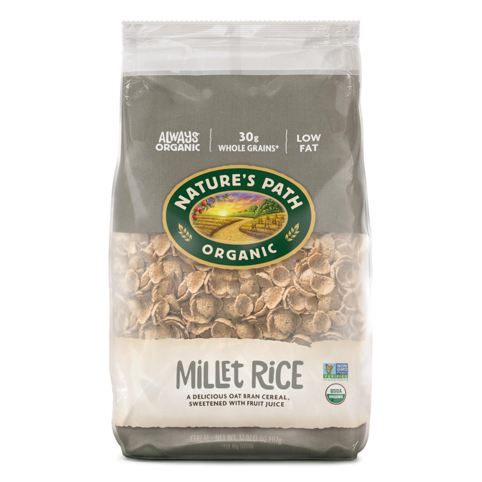 Nature's Path Organic Millet Rice Flakes Cereal, 32 oz (Pack of 6), Non-GMO, Earth Friendly Packaging