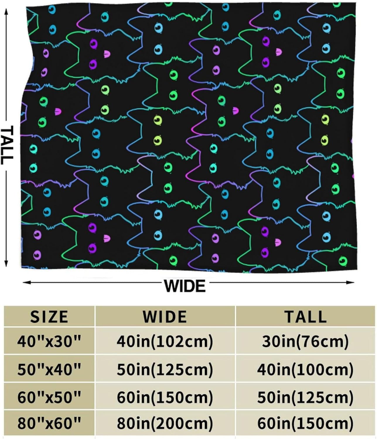 Perinsto Funny Black Cats Throw Blanket Ultra Soft Warm All Season Cute Animal Silhouettes Decorative Fleece Blankets for Bed Chair Car Sofa Couch Bedroom 50"X40" - Image 2